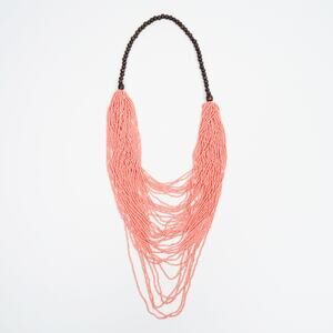 Vintage Multi Strand Beaded Necklace Coral Pink Fringe Statement